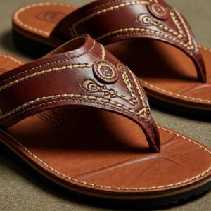 Close-up detail of the intricate design and quality materials of alohas sandals.