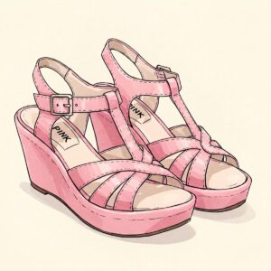 Comfortable pink wedge sandals from Pink footwear collection.