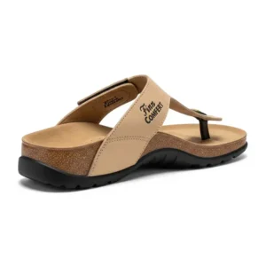 Detailed view of the natural cork footbed found in Finn Comfort sandals, emphasizing its contoured shape for all-day comfort.