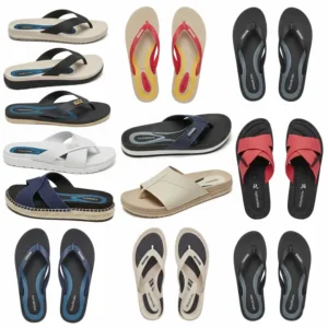 Variety of insoles designed for different types of sandals, including flip-flops, slides, and espadrilles, ensuring broad compatibility and enhanced comfort.