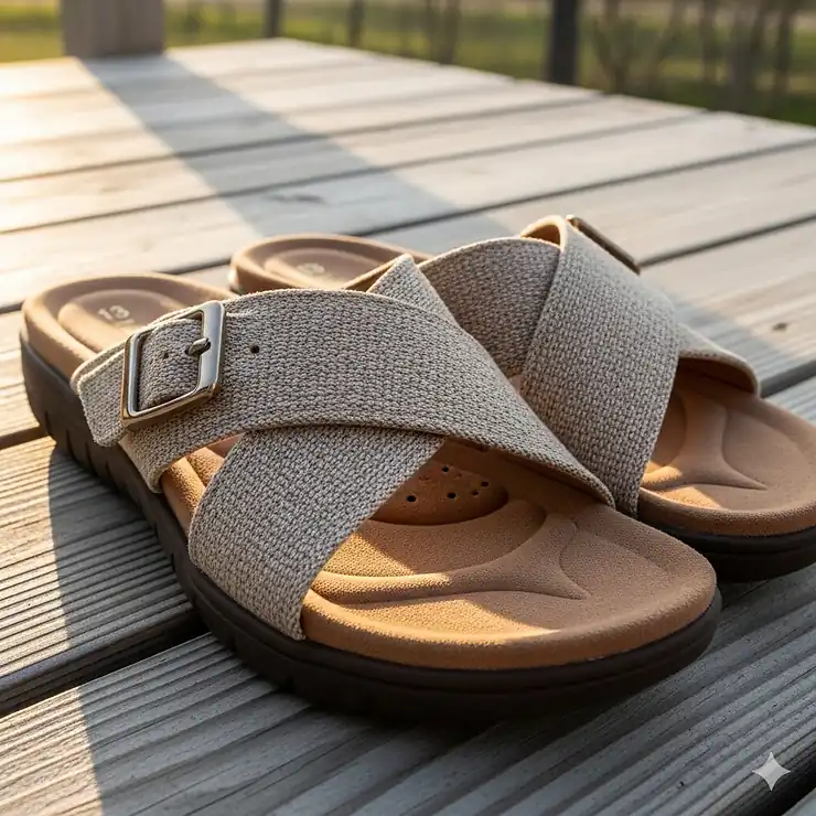 A close-up shot of a pair of stylish, comfortable women's size 13 sandals, perfect for summer. size 13 sandals for women